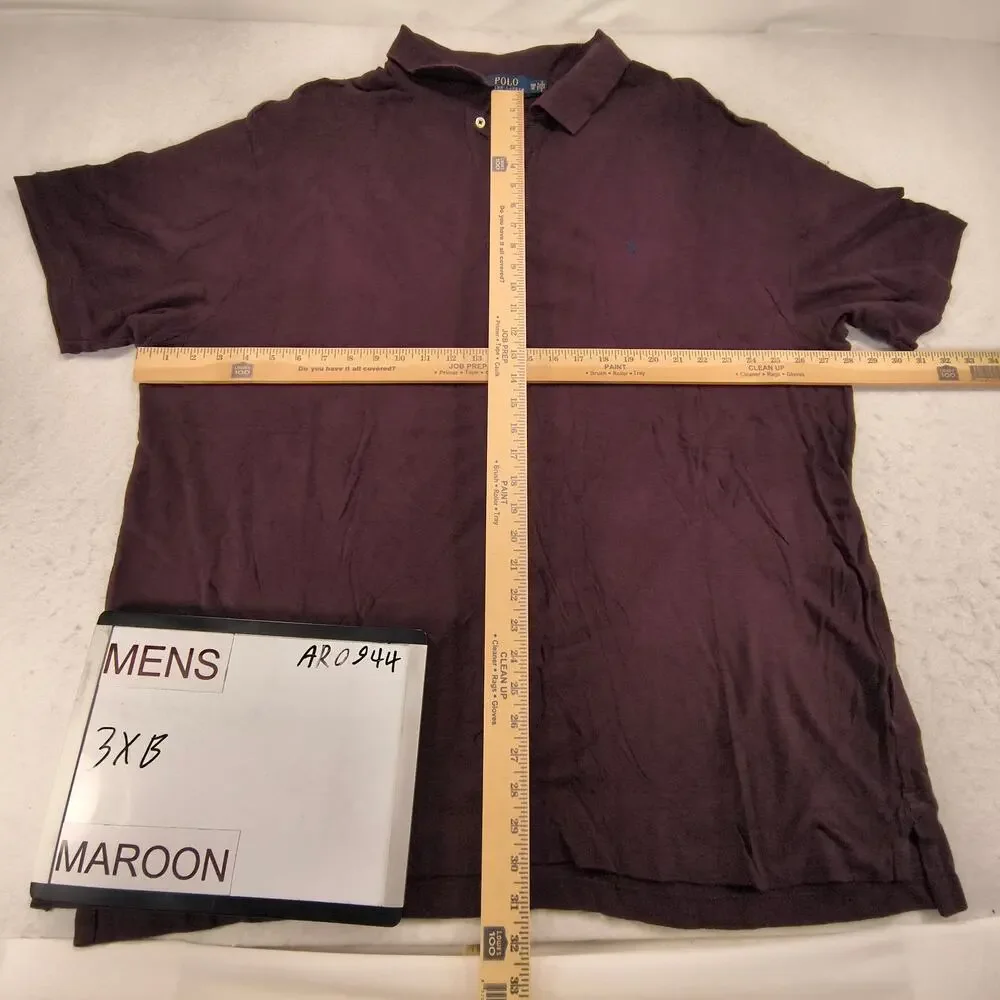 Polo Ralph Lauren Short Sleeve Collared Polo Shirt Mens Size 3XB Maroon Blue